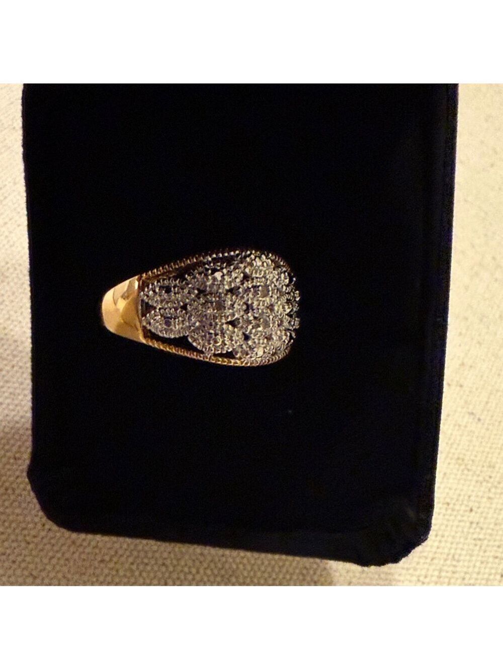 Elegant Two tone Gold plated Cubic Zirconia Ring m Women's Classic Ring 8 - Picture 3 of 6